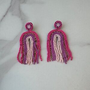 Pink and Purple Beaded Earrings